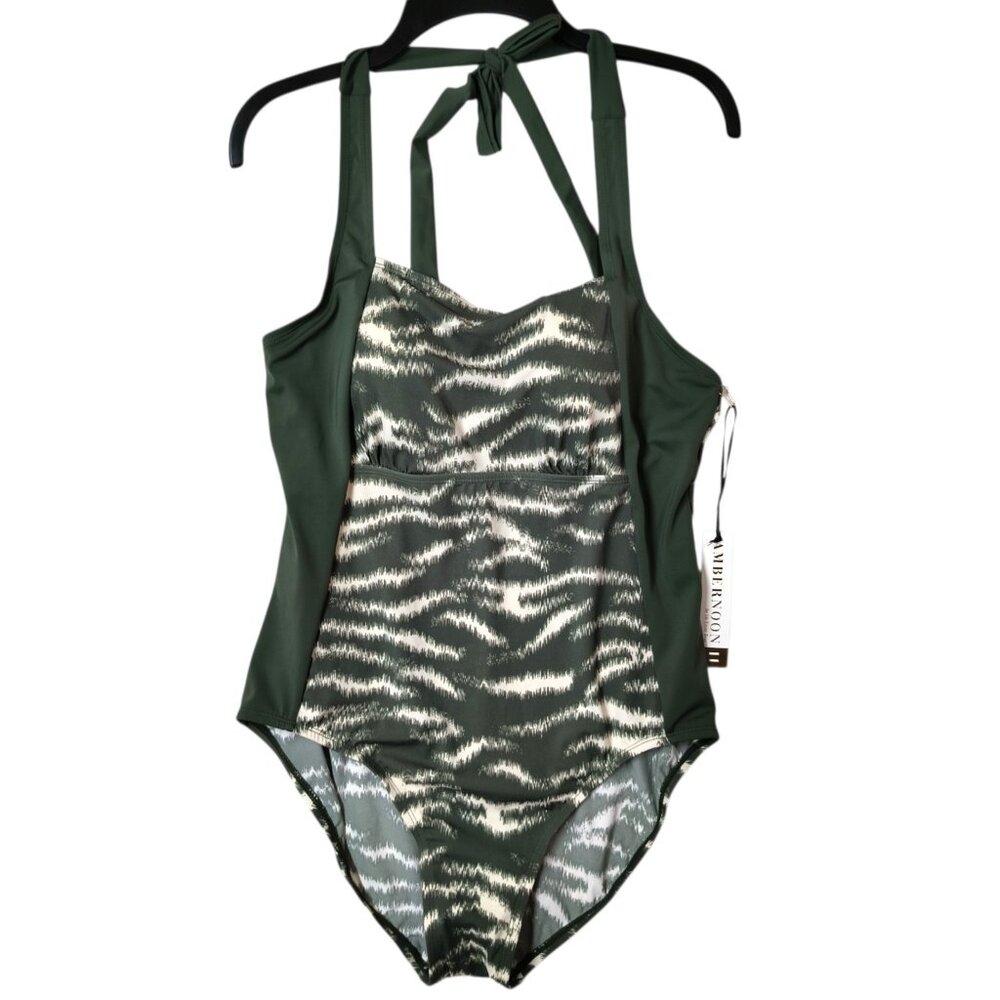 Ambernoon II One Piece Swimsuit Halter Green Size 10